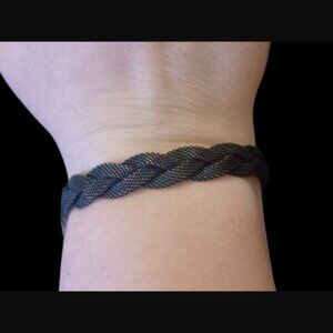 Sarah Cavender Metal Works Black And Brass Mesh Beaded Bracelet 7"